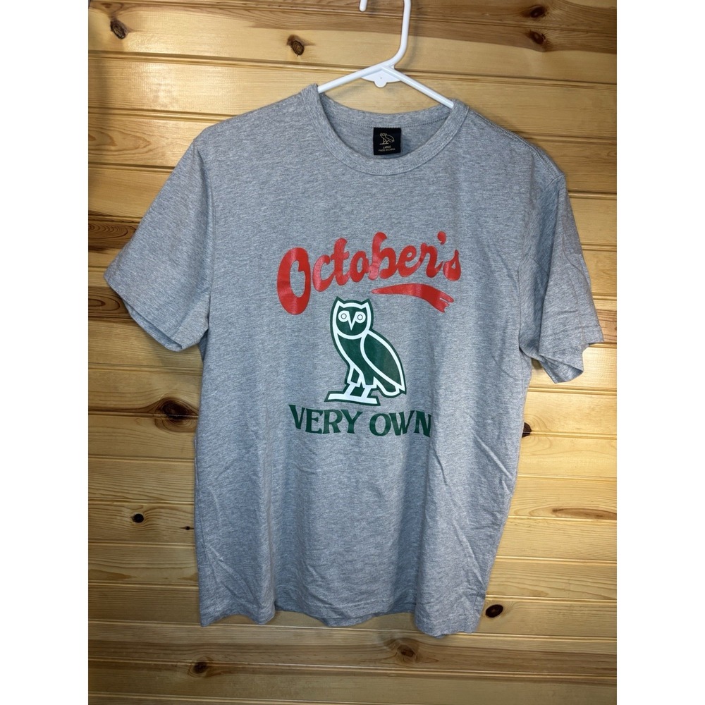 OVO Octobers Very Own Drake Owl Logo T-Shirt Men's Gray Made in Canada Large